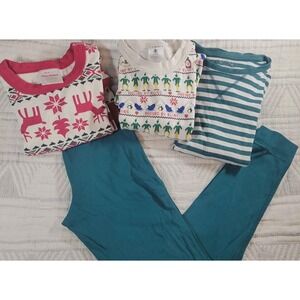 Kids Holiday PJ Lot – Primary‎ Organic Cotton + HA Christmas Tops – 4 Pieces
